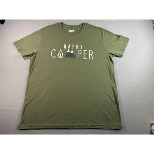 State of Mine Happy Camper Graphic Tee Shirt XL Green Outdoors Camping